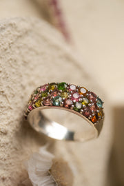 Demi-anneau tourmaline arc-en-ciel