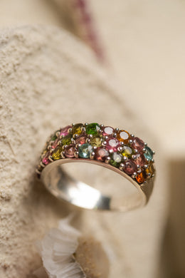 Demi-anneau tourmaline arc-en-ciel